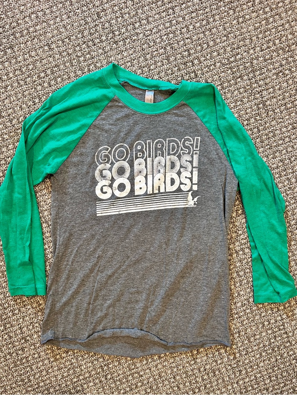 Philadelphia Eagles Green & Gray Raglan "Go Birds!" Long-Sleeve Tee